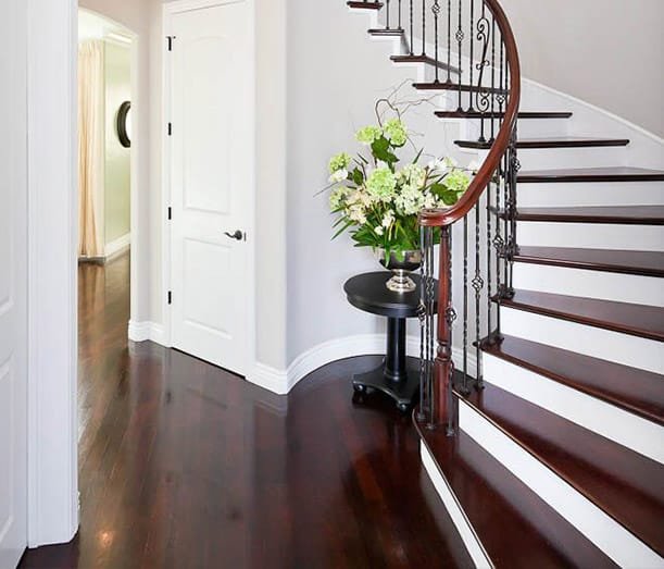 Carpet to wood stair conversion in Plano TX with finished hardwood treads