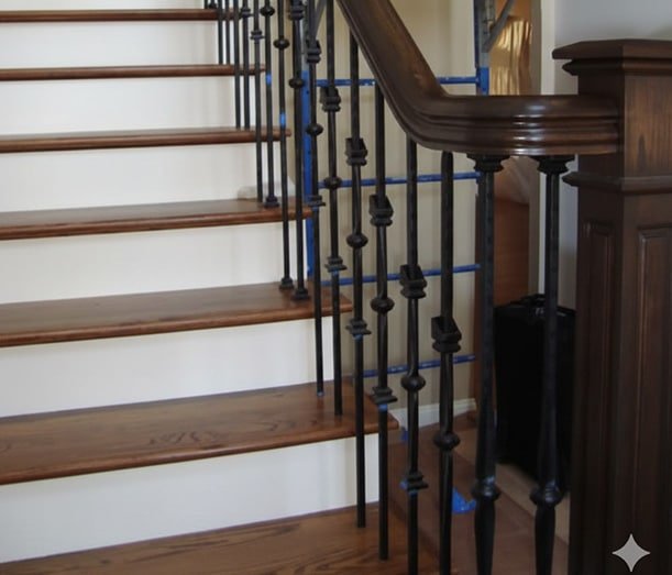 Staircase safety and code improvements in Plano TX with secure handrails and even steps